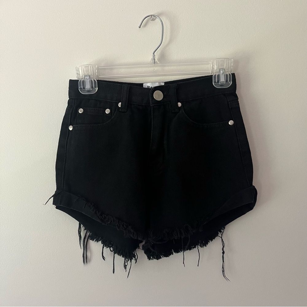 Princess Polly Black Denim Cutoff Shorts 0